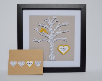 Paper Anniversary Gift- Lyric Tree, Song Lyric Art, Wedding Vow Keepsake, Personalized Wedding Gift, Unique Engagement Gift