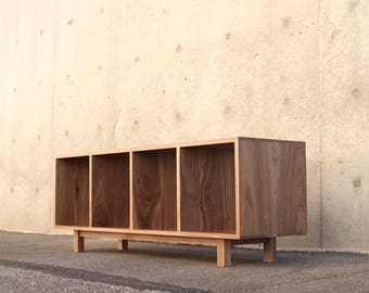 Walnut Foyer Bench / LP Vinyl Storage