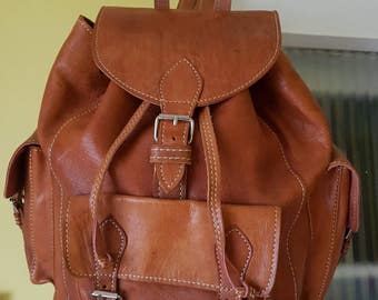 Moroccan camel leather rucksack