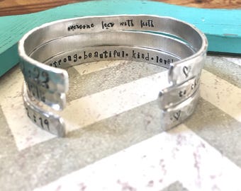 Cuff Bracelet: Personalized Bracelets For Women-Hand stamped cuff bracelet-Personalized and custom bracelet cuff-Copper cuff bracelet