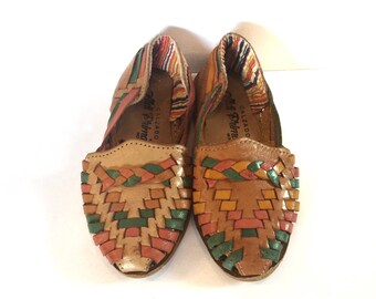 Vintage kids sandals/Kids leather Huaraches/vintage leather sandals