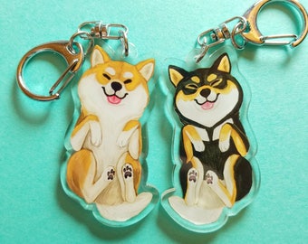 Shiba inu double sided charm, shiba acrylic keychain, dog lover keychain gift, red shiba black shiba gift, doggy charms