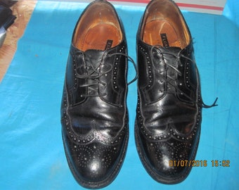 Men's Vintage FLORSHEIM IMPERIAL Long-Wingtip Black Leather Oxford Dress Shoes, 8.5 D