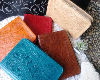 JW Leather Folder TRADITIONAL Design with double Zipper. Handmade.