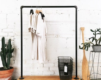 Rustic Industrial Reclaimed Wood Retail Rolling Garment Rack- Standard Size