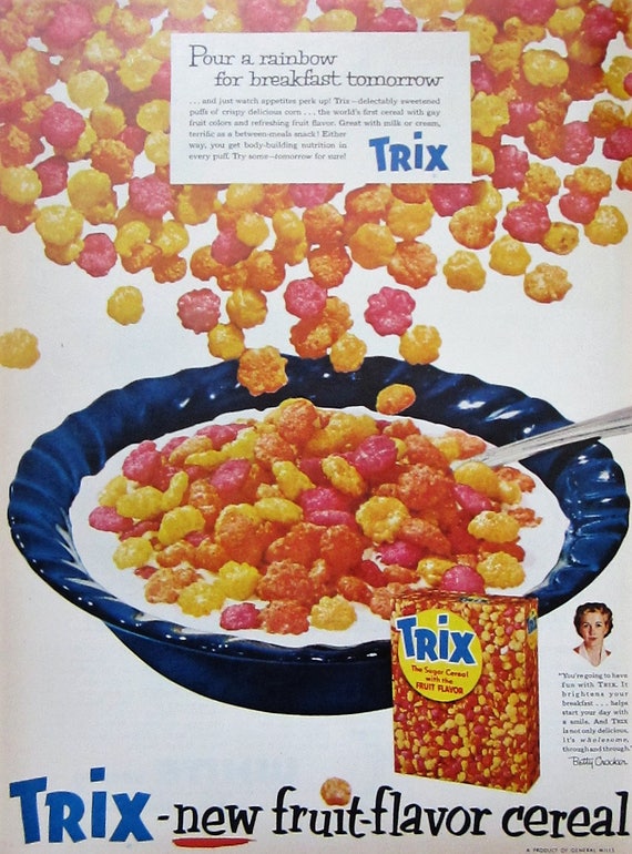1947 trix cereal vintage advertisement kitchen wall art dining