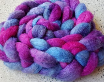 Hand dyed blue faced leicester and silk combed