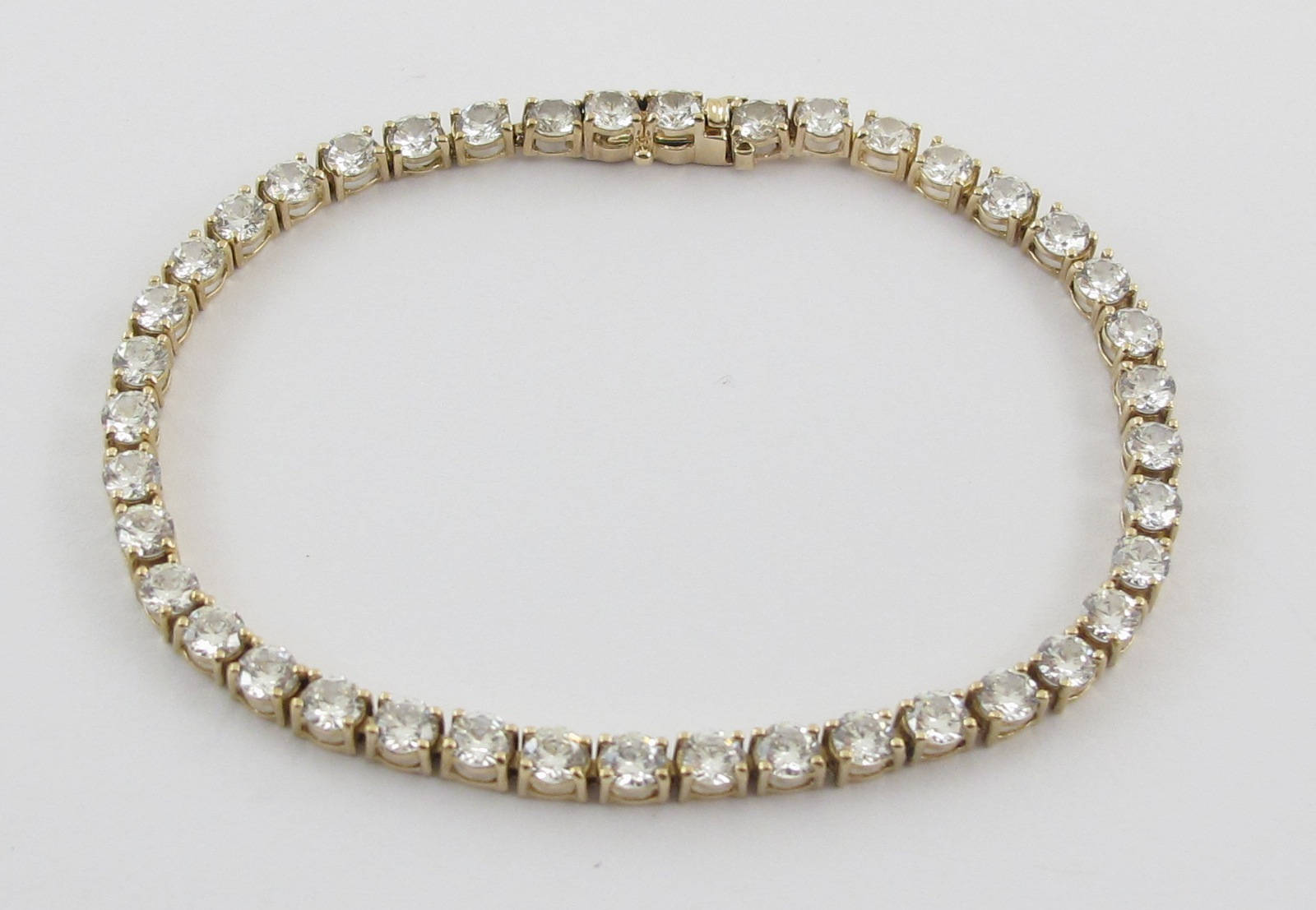 14k Yellow Gold Cubic Zirconia Tennis Bracelet 7 1/2 Inches