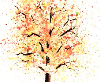 Autumn Tree - 6x9 Original Watercolor Painting