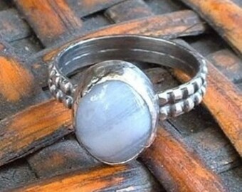 Blue Lace Agate and Sterling Silver Ring