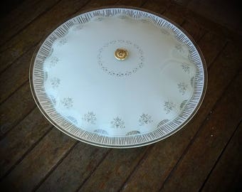 1960's VINTAGE Retro Ceiling Light Lighting Fixtu Architctural Home Living Decor Antique Lighting Scalloped shade Ceiling Light Milk Glass L