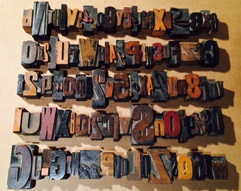 100+ Antique Vintage Wood Mixed Font Size LETTERPRESS Print Type Block ALPHABET Letter Number Lot