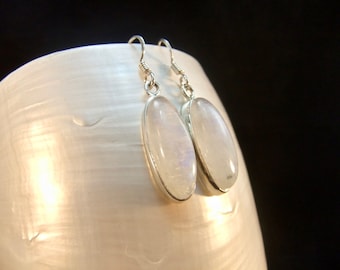 Rainbow Moonstone Sterling Silver Earrings
