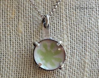 Enamel Necklace, Enamel Pendant, Silver Necklace, Metalsmith Jewelry, Flower, Enamel, Sterling Silver, Copper