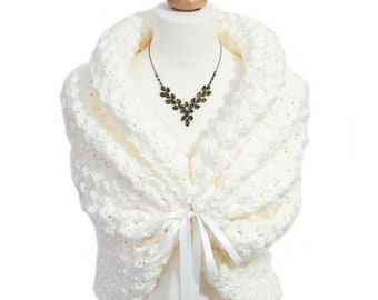 Romantic Wedding Bolero, Crochet Shrug, Ivory Bridal Bolero, Spring Wedding Wrap, Bridal Cape, White Shawl, Bridal Capelet, Knit Shawl
