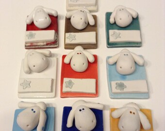 Customizable ' sheep' glazed earthenware figurine