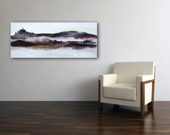 Black, purple, purple abstract landscape painting with gold foil made to order