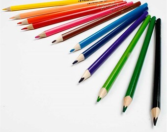 Colouring Pencils - Pack of 12 Assorted Colours - Drawing Colouring In Sketching - School Draw