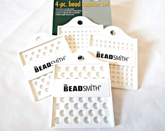 4 Bead Counters, BeadSmith Bead Trays, 3 to 8mm Beads, 4 Beadsmith Trays, Adjustable Sliders, Portable Tray, Save Time Counting, UK Seller