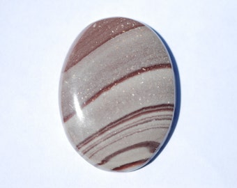 Picture Jasper, Striped Brown and Gray with White speckles, 39 x 30 mm, Oval