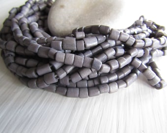 grey tube bone beads, rondelle barrel spacer Bone beads, rough Irregular look, boho exotic beads 4 to 7mm long (50 beads) 7bb5-2