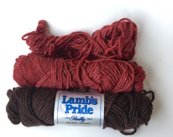 Lambs Pride Bulky Yarn Pack/ Wool Mohair Blend Yarn / Chocolate Souffle / Prairie Fire / Brown Sheep