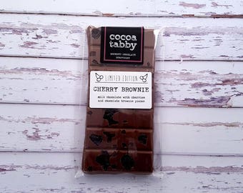 Cherry Brownie - Milk Chocolate Bar. Handmade from Belgian chocolate.