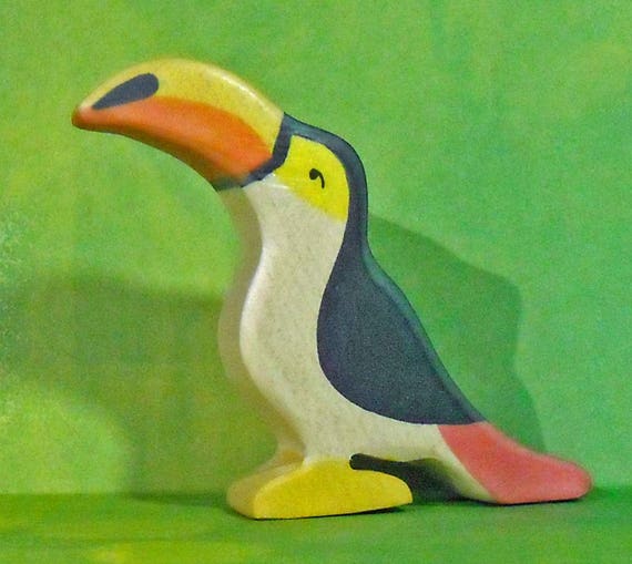 Miniature Painted wood "flat" Toy Toco Toucan Figure