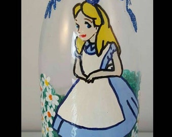 Personalised handpainted milk bottle.