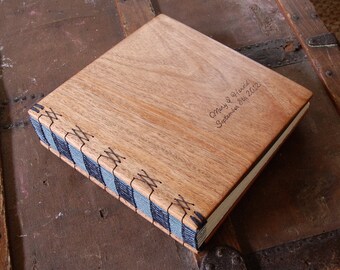 custom wedding wood photo album scrapbook unique wood book mahogany - anniversary gift instant photo guestbook - made to order