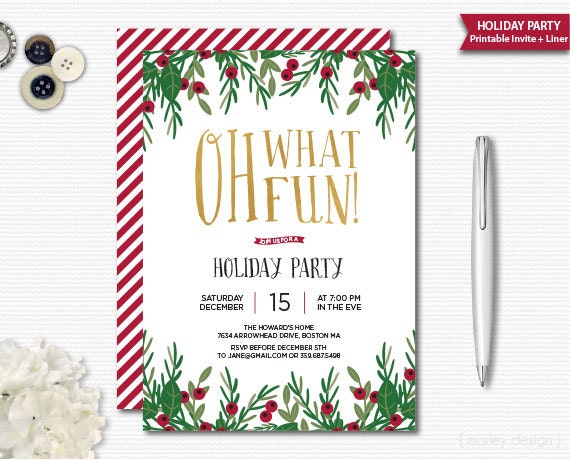 Gold Foil Holiday Party Invitation Christmas Invitation