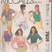 McCall's 7931 Misses' Blouses Size 14 Vintage UNCUT Pattern Rare and OOP 1982