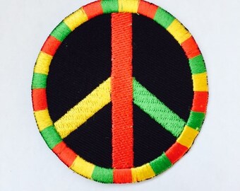 Rasta Peace Sign Iron On Patch Sew On Embroidered Patch Badge Bags Jackets Hats T shirts patch