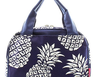 Embroidered Navy with White Pineapple Lunch Bag-Personalized Lunch Bag-Monogrammed Lunch Bag-Embroidered Lunch Bag-Insulated Lunch Bag