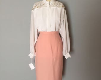 SNOW WHITE pleated blouse | gold and silver thread embroidery | pleated poet blouse