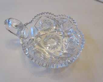 CUT GLASS BOWL with Handle