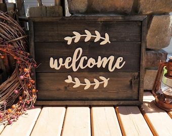 Welcome Wood Plank Sign - Rustic, Distressed, Country, Farmhouse, Porch, Vintage, CNC Router, Raised Lettering