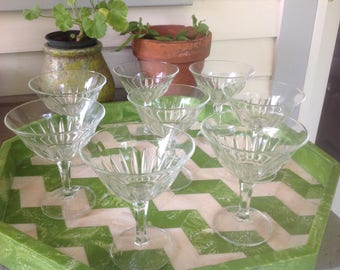 Vintage Crystal Champagne Coupes or Martini Glasses - set of