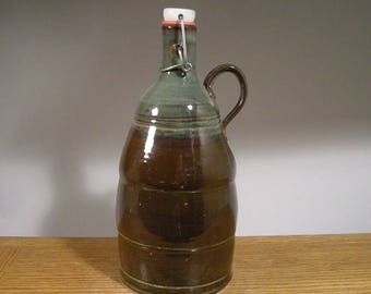 Ceramic Beer Growler , Handmade stoneware pottery flip top growler , 64oz Beer Growler for keeping that brew carbonated !