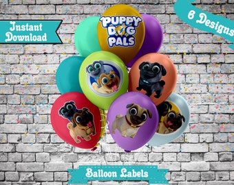 Puppy Dog Pals Balloon Labels Sun Labels Custom Balloon Labels Digital Balloon Labels Puppy Dog Pals Party Favors INSTANT DOWNLOAD