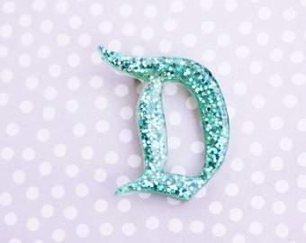 Turquoise Disney D Brooch - Classic Disney D Pin - Jasmine Disney D Brooch