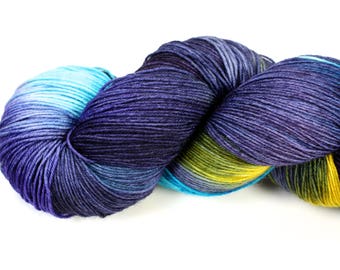 Midsummer Night--hand dyed sock weight yarn, BFL superwash (655yds/150gm)