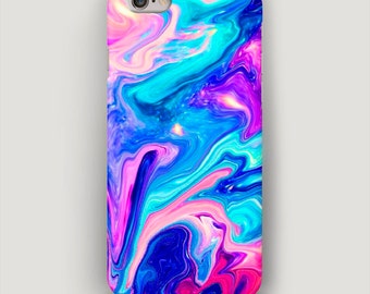 Colorful Stains iPhone 5S Case, Multicolor iPhone Case, iPhone SE Case, Galaxy S7 Case, Apple Case, Gift for Girl, iPhone Case 6S, Neon Blue