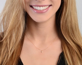 Dainty Diamond Necklace, Delicate CZ Necklace, Minimalist Necklace, Cubic Zirconia Necklace, Layering Necklace, Gold Fill, Rose Gold, Silver