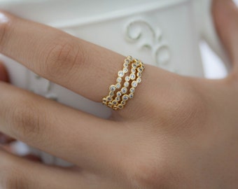 Gold Filled CZ Ring, Clear Zircon Gold Ring, Delicate Gold Filled Ring, Thin gold ring, Clear crystal gold Ring, Stacking Ring