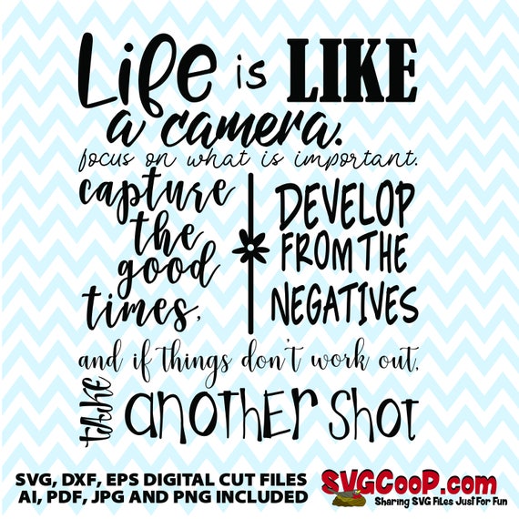 Life is like a camera quote SVG dxf eps jpg png Gift
