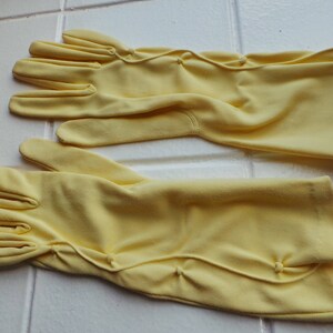 Ladies yellow mid length gloves. Vintage yellow gloves , womens retro gloves .