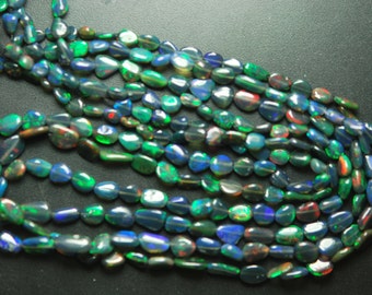 8 Inches, Full Strand, Super Fully Flash Black Opal Smooth Polished Nuggets, Size 8-4.5mm