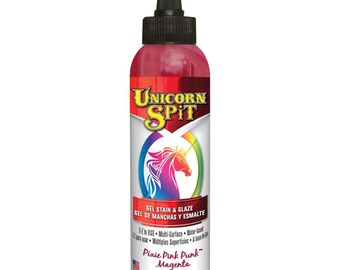 Unicorn Spit Gel Stain and Glaze , 4 oz, Pixie Punk Pink, mixed media, wood stain, Gel, Wood, Glass