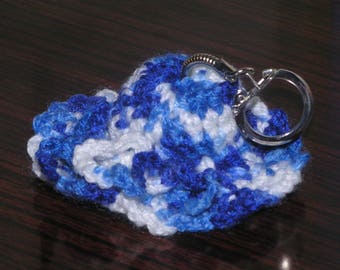 Hand crocheted wool hat keychain